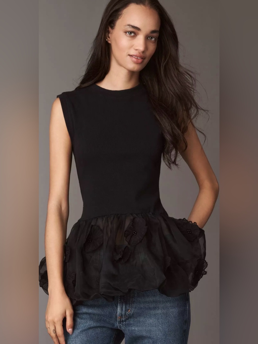 By Anthropologie 3D Floral Peplum XXS